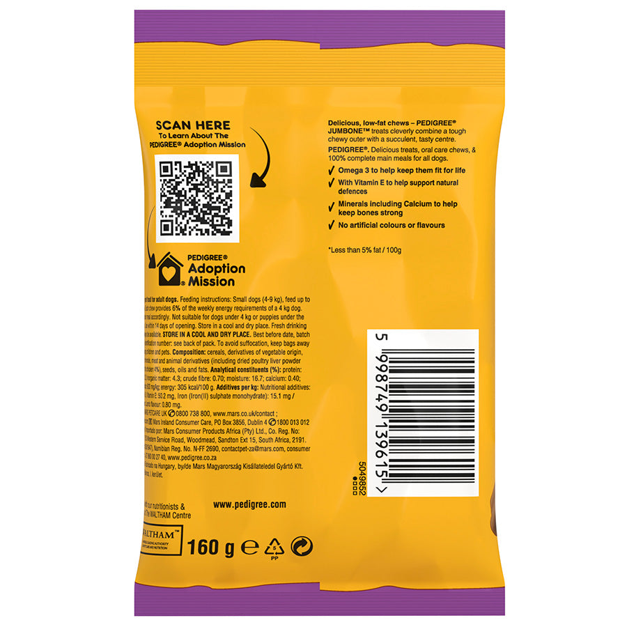 Pedigree Jumbone Small Dog Treats with Chicken and Lamb 4stk ( Pack of 8 )