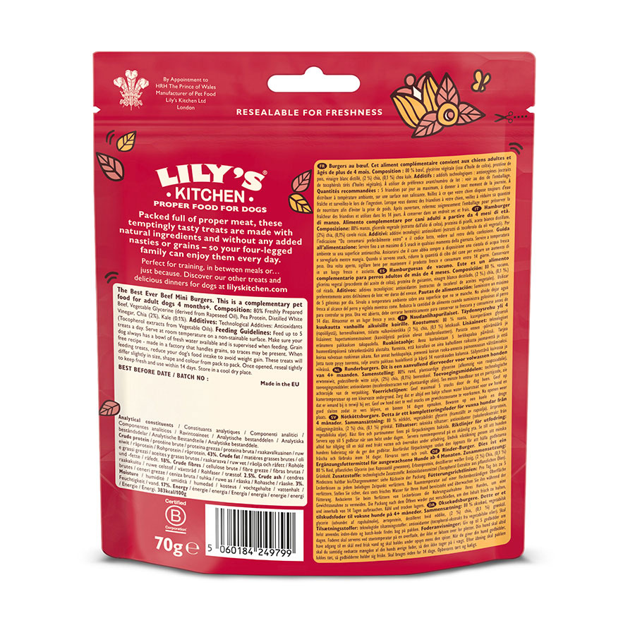 Lily's kitchen Dog Beef Mini Burgers ( 70g x 8 )