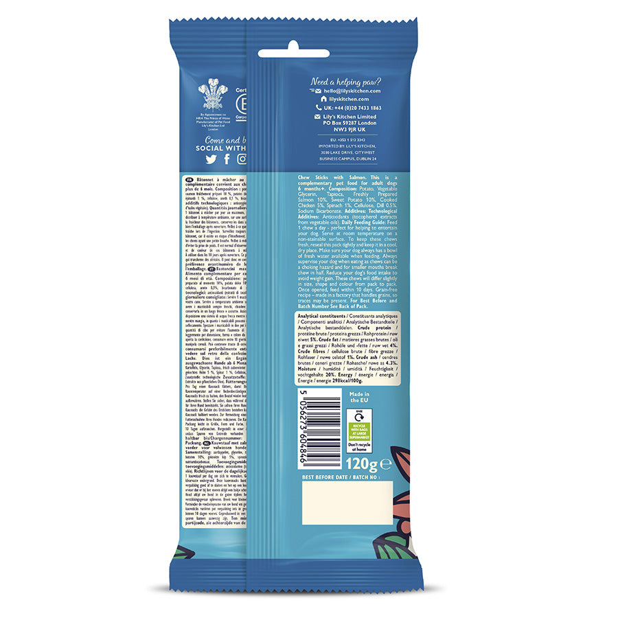 Lily's Kitchen Adult Dog Chew Sticks Salmon ( 120g x 10 )