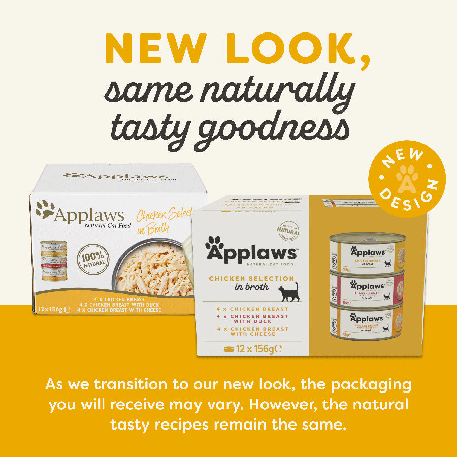 Applaws Chicken Selection in Broth – Natural Wet Adult Cat Food - ( 12x156g ) Tins