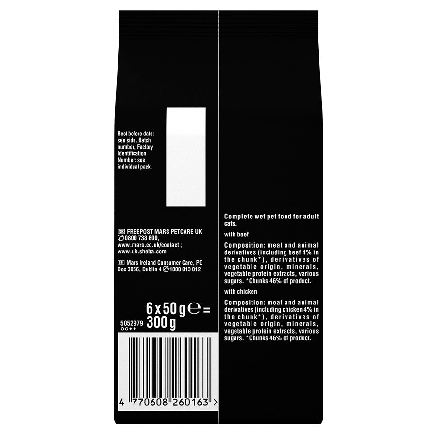 Sheba Fresh & Fine Wet Cat Food Pouches Beef & Chicken in Gravy ( 6x50g ) x 8 Packs