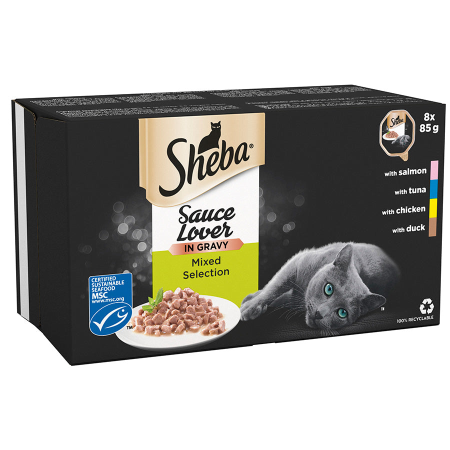 Sheba Sauce Lover Cat Food Trays Mixed Collection ( 8 Pack x 85g ) - 4 Pck