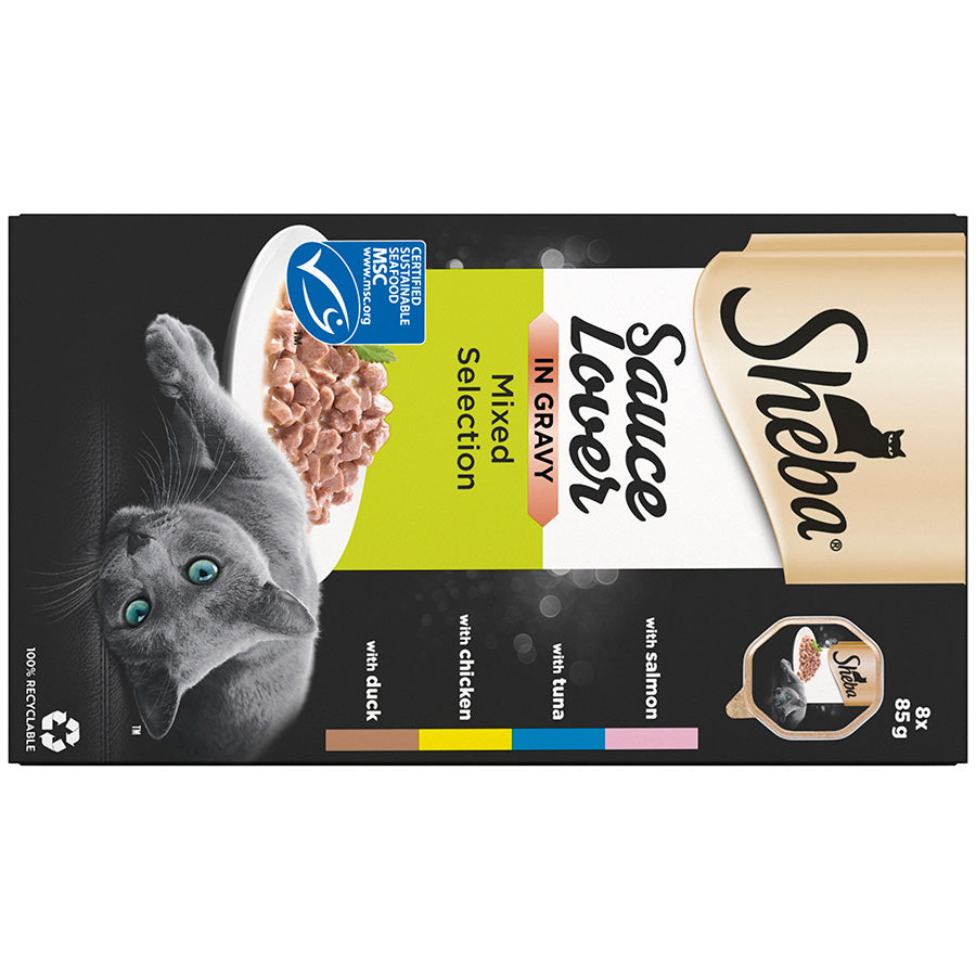 Sheba Sauce Lover Cat Food Trays Mixed Collection ( 8 Pack x 85g ) - 4 Pck