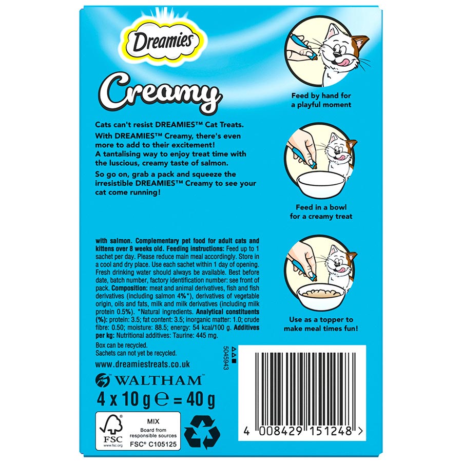 Dreamies Creamy Adult Cat & Kitten Treats with Scrumptious Salmon (40g x 11)