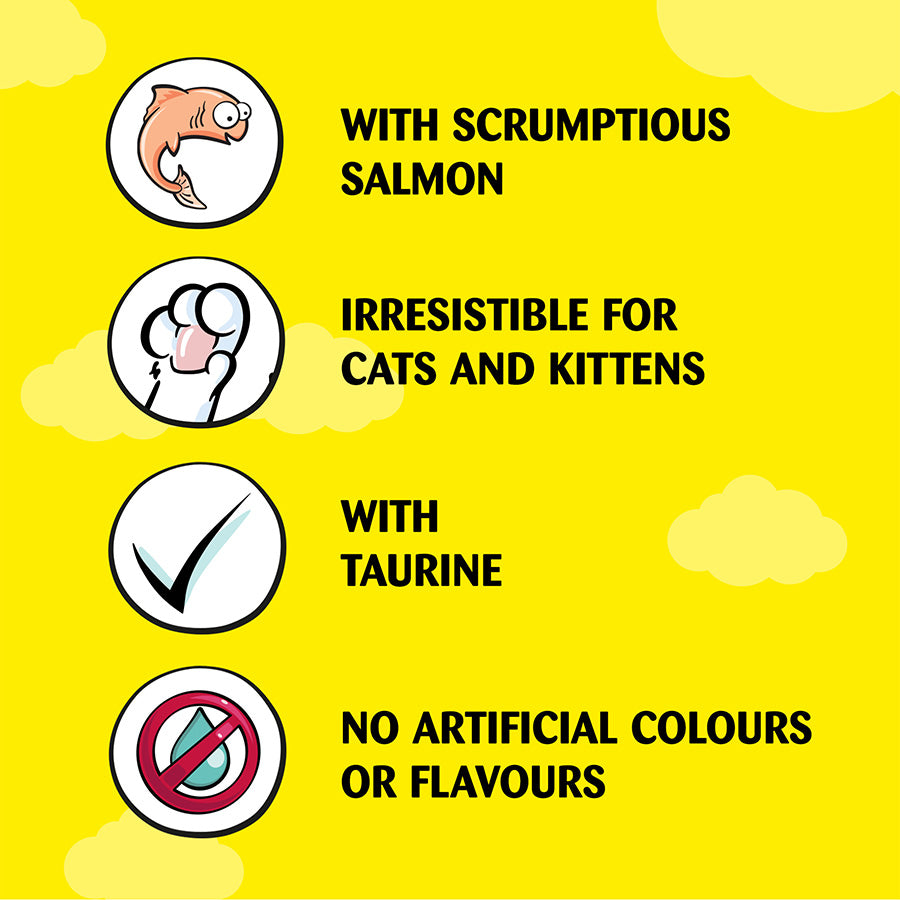 Dreamies Creamy Adult Cat & Kitten Treats with Scrumptious Salmon (40g x 11)