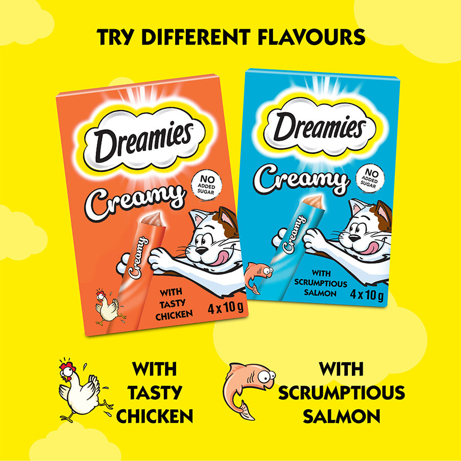 Dreamies Creamy Adult Cat & Kitten Treats with Scrumptious Salmon (40g x 11)