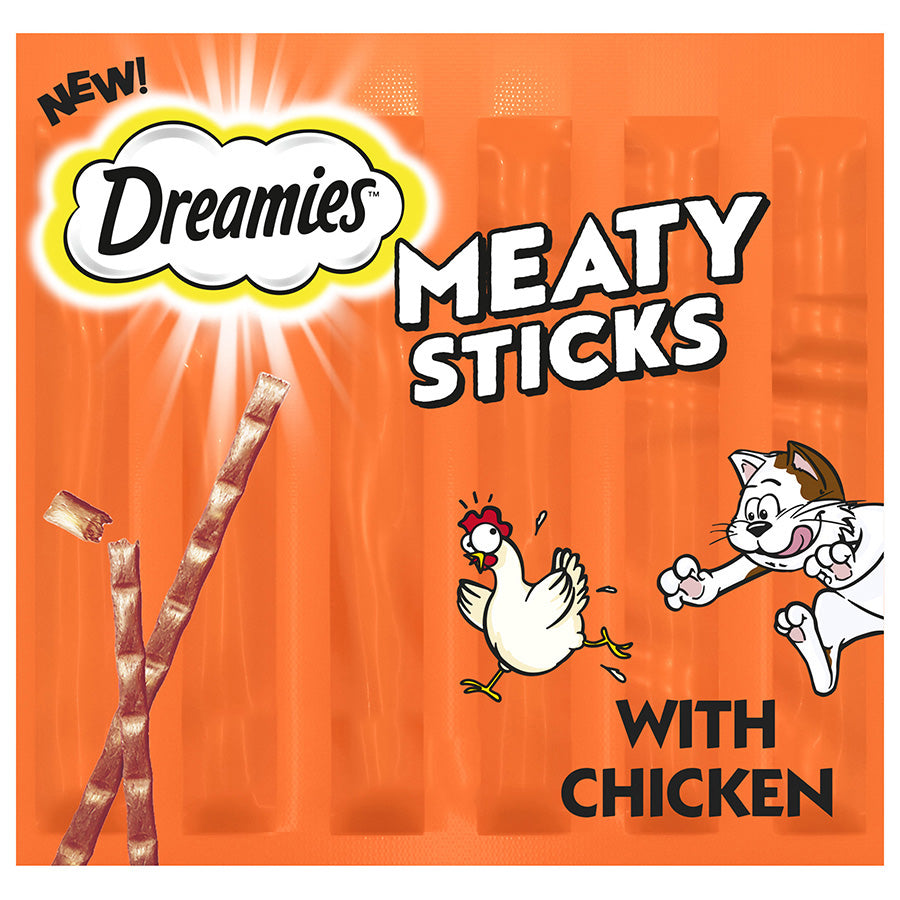 Dreamies Meaty Sticks Adult Cat Treats with Tasty Chicken (30g x 14)