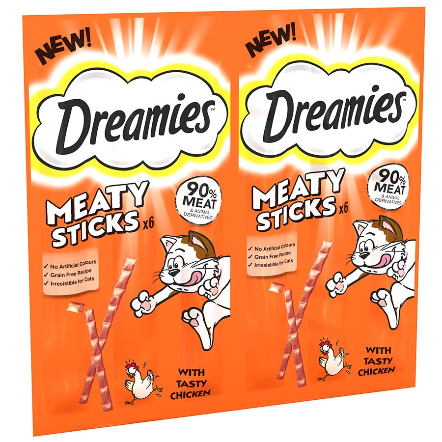 Dreamies Meaty Sticks Adult Cat Treats with Tasty Chicken (30g x 14)