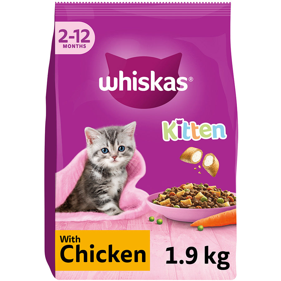 Whiskas Kitten Dry Cat Food Chicken (1.9kg × 4)