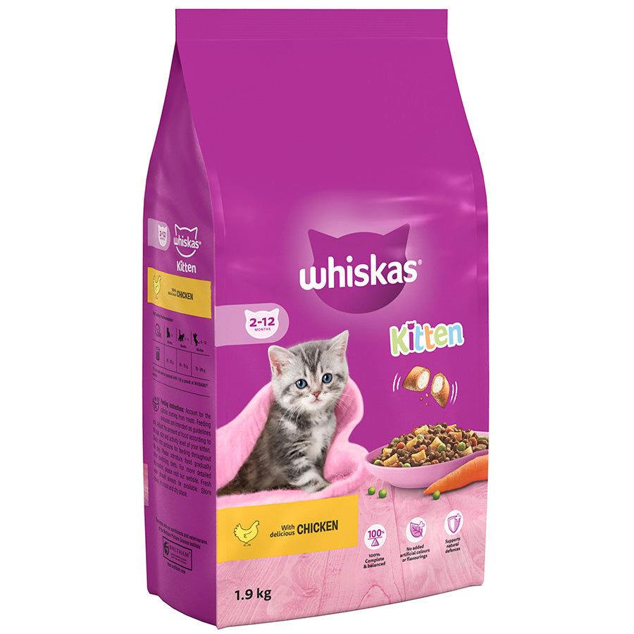 Whiskas Kitten Dry Cat Food Chicken (1.9kg × 4)