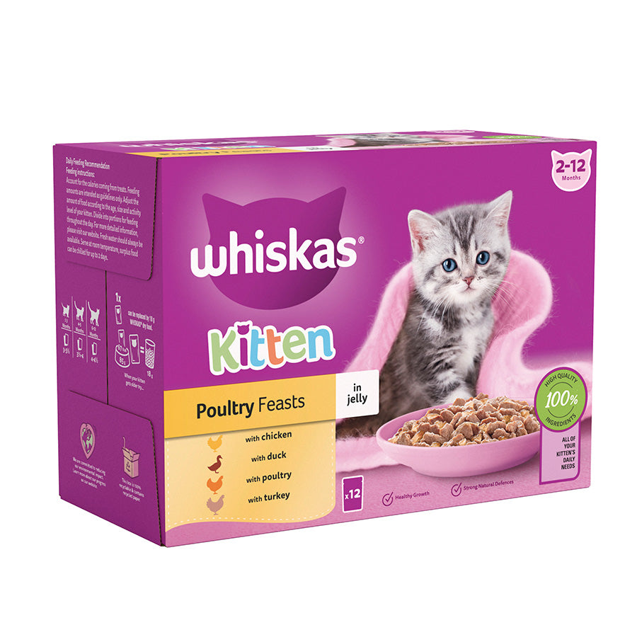Whiskas Kitten Poultry Feasts Wet Cat Food Pouches in Jelly - (12 × 4 = 48 pack)