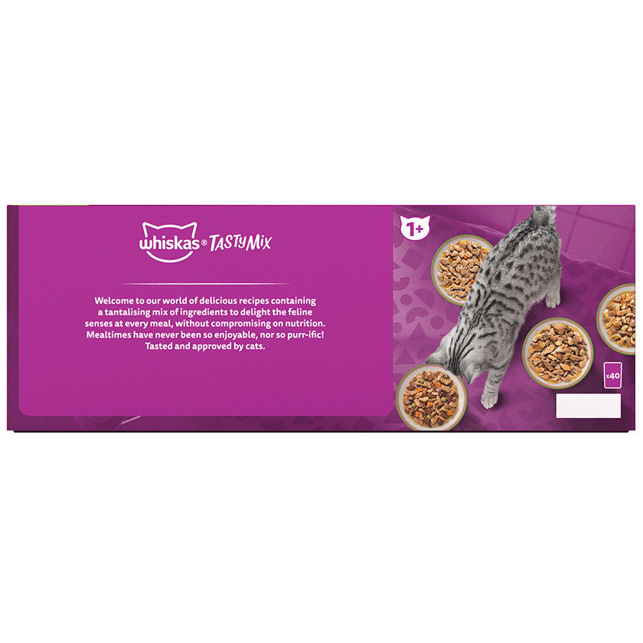 Whiskas 1+ Chef's Choice Mix Adult Wet Cat Food Pouches in Gravy 40 Pack