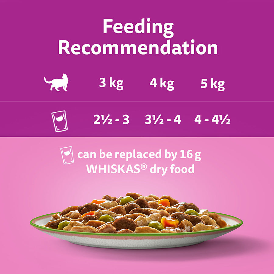 Whiskas 1+ Chef's Choice Mix Adult Wet Cat Food Pouches in Gravy 40 Pack