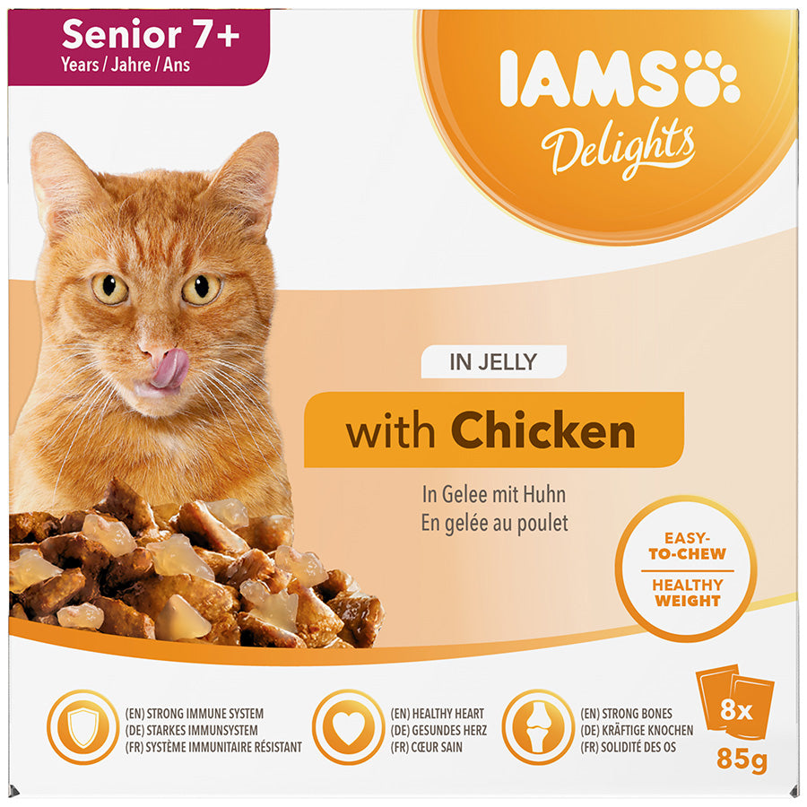 Iams Delights Senior 7+ Cat Chicken in Jelly 8pk - 85g