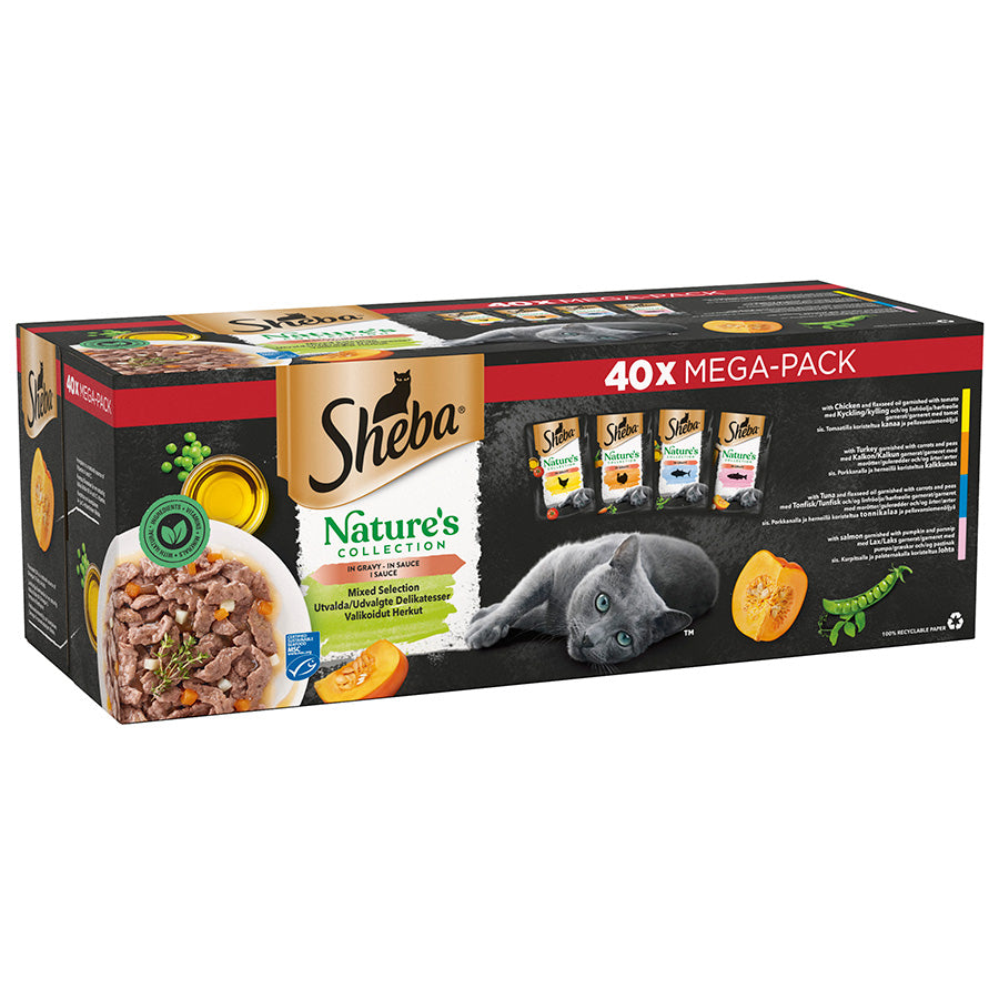 Sheba Natures Collection Cat Food Pouch Mixed Selection in Gravy ( 40 Pack × 85g )
