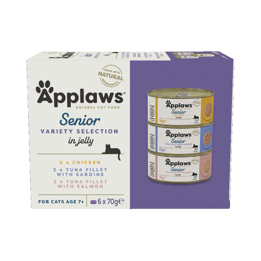 Applaws Natural Wet Cat Food Senior Variety Selection in Jelly - ( 6 x 70g )x 4