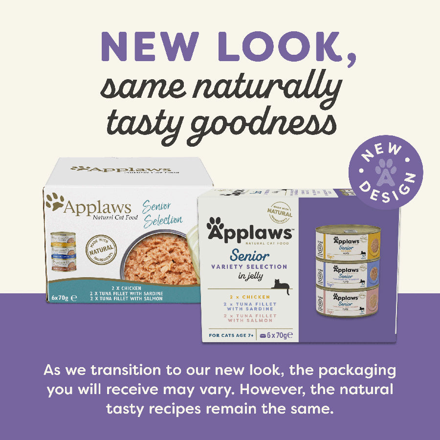 Applaws Natural Wet Cat Food Senior Variety Selection in Jelly - ( 6 x 70g )x 4