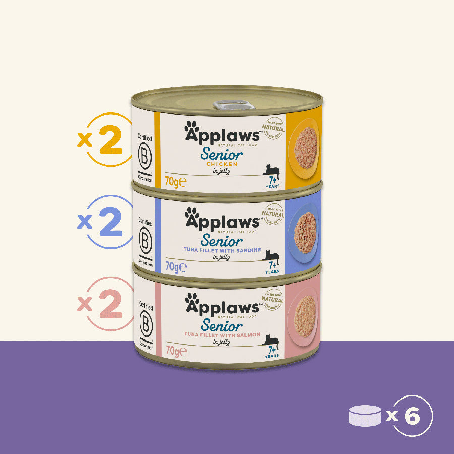 Applaws Natural Wet Cat Food Senior Variety Selection in Jelly - ( 6 x 70g )x 4