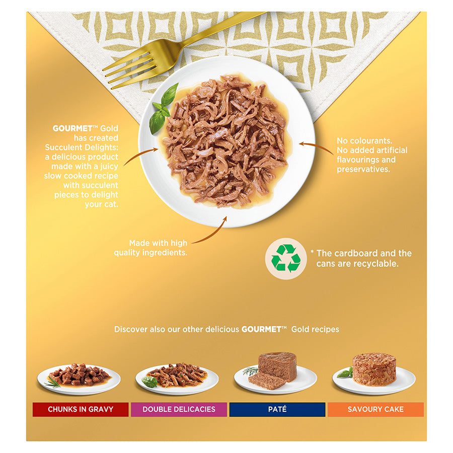 Gourmet Gold Succulent Delights Wet Cat Food ( 8 x 85g ) x 6 packs