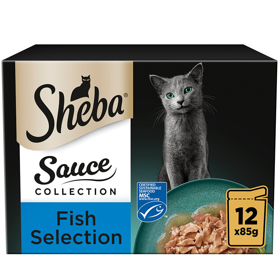 SHEBA Sauce Collection Adult Cat Food Fish Selection ( 12 x 85g ) x 4 Packs