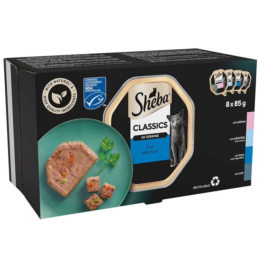SHEBA Classics Adult Cat Food with Salmon in Terrine ( 8 x 85g ) x 4 Pck