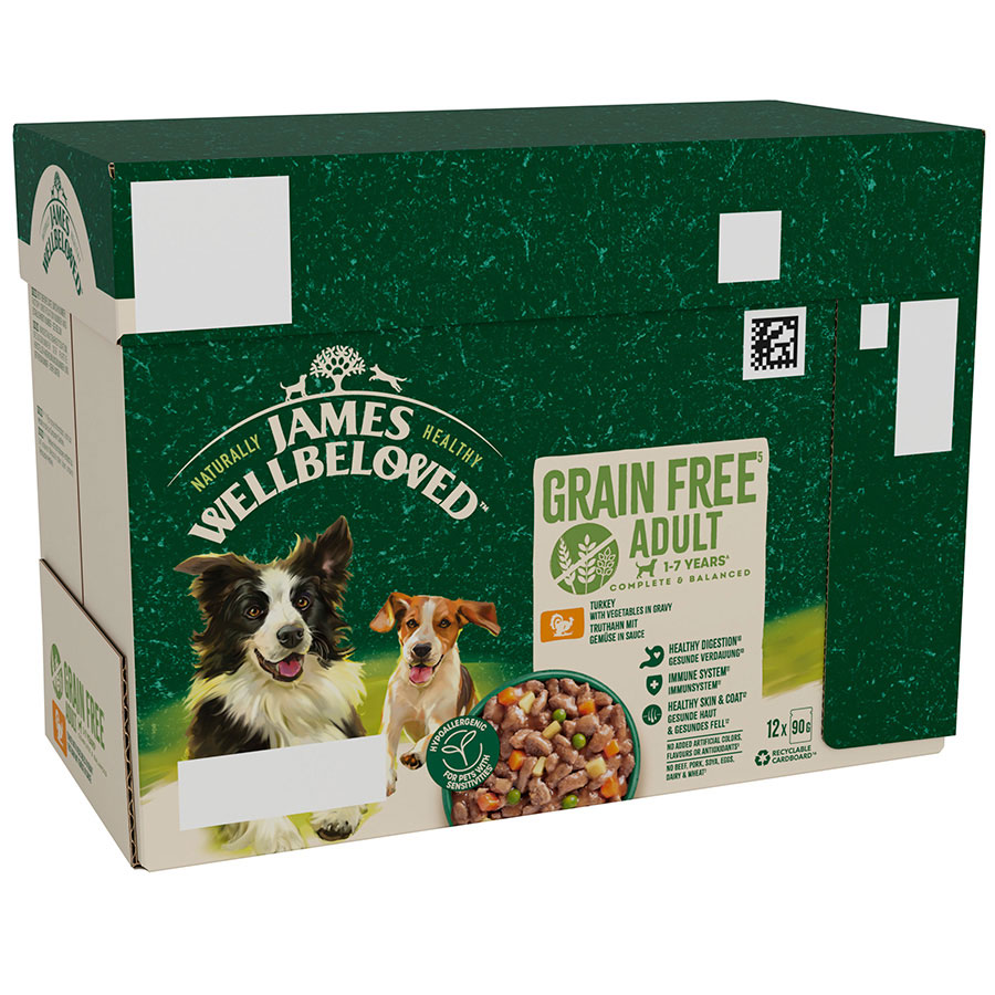 James Wellbeloved Grain Free Adult Wet Dog Food Turkey Gravy Pouch (12 x 90g)