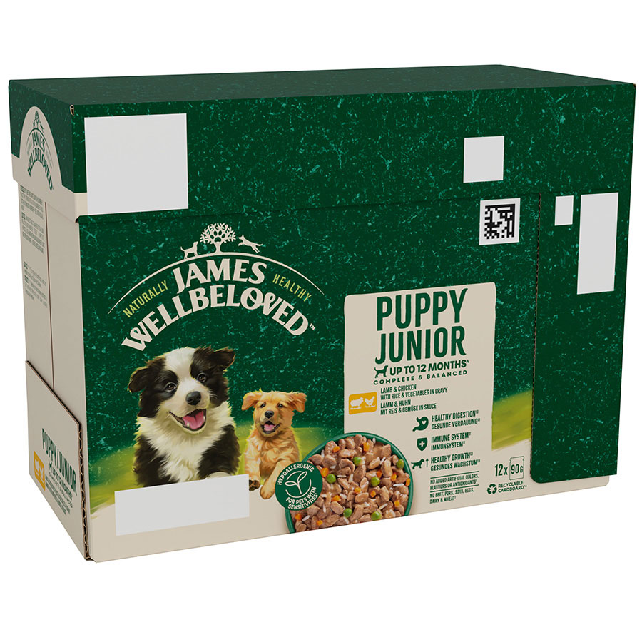 James Wellbeloved Puppy Wet Dog Food Lamb,Chicken,Rice Gravy Pouch (12 x 90g)