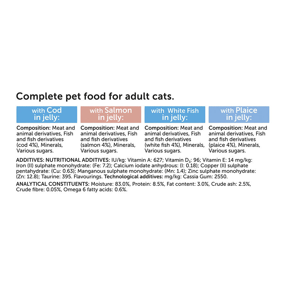 FELIX Original with White Fish, Plaice, Cod, Salmon in Jelly Wet Cat Food ( 40 × 85g )