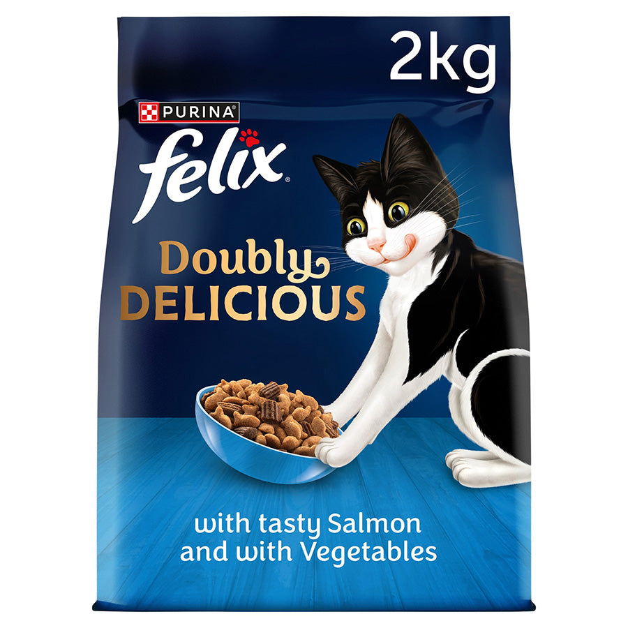FELIX Doubly Delicious Salmon & Vegetables Dry Cat Food - 2kg