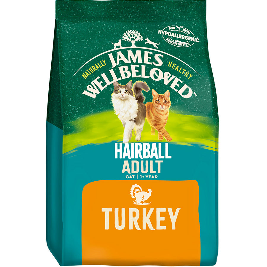 James Wellbeloved Hairball Adult Dry Cat Food Turkey - 1.5kg