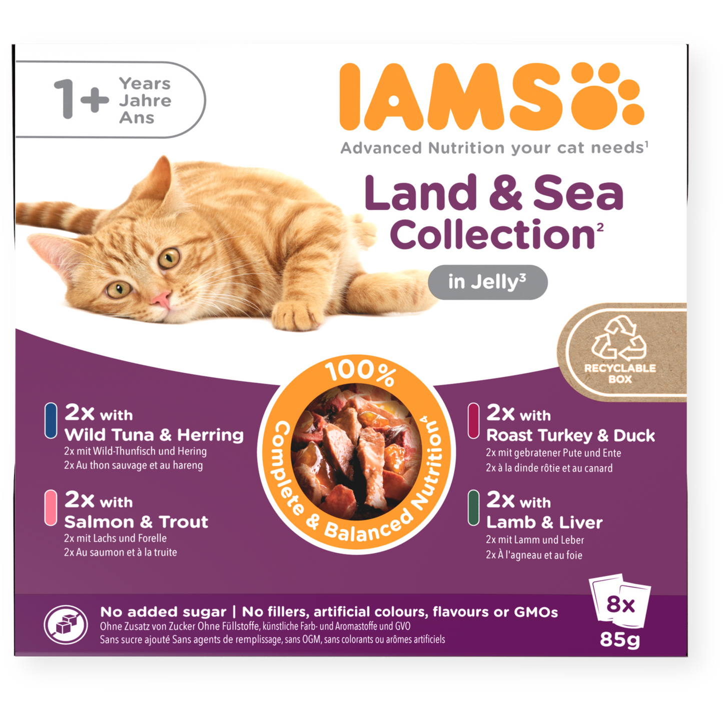Iams Advanced Nutrition Adult 1+ Years Cat Land & Sea Collection in Jelly - 8pk x 85g
