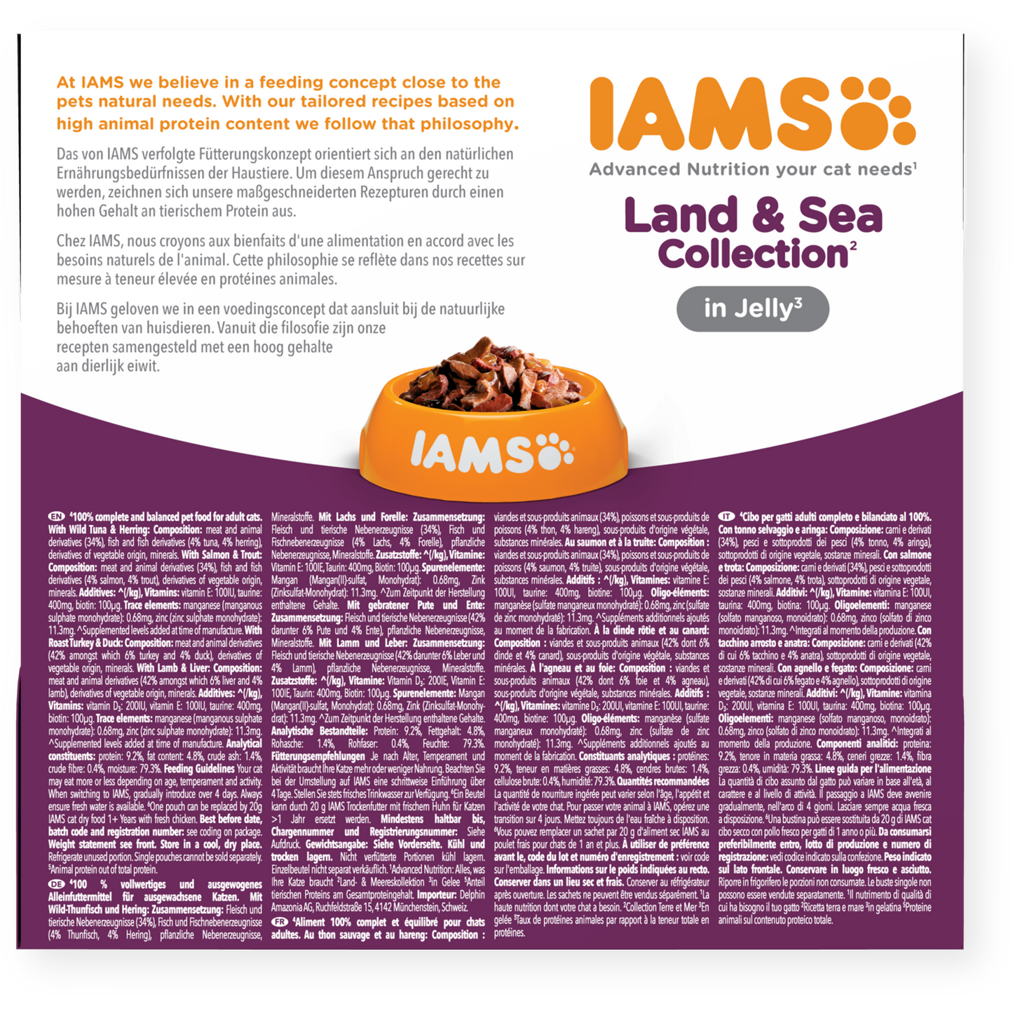 Iams Advanced Nutrition Adult 1+ Years Cat Land & Sea Collection in Jelly - 8pk x 85g