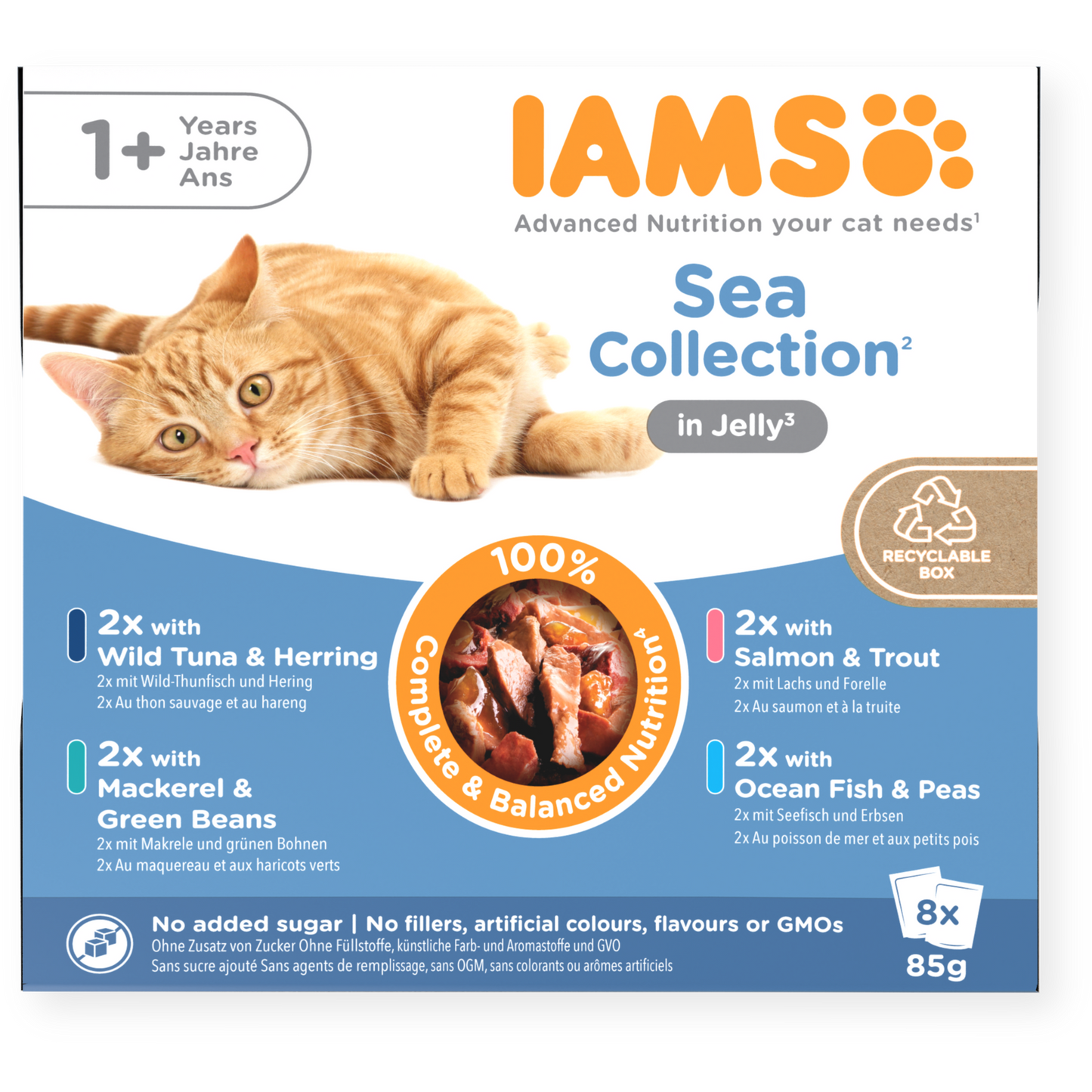 Iams Advanced Nutrition Adult 1+ Years Cat Sea Collection in Jelly 8pk - 85g