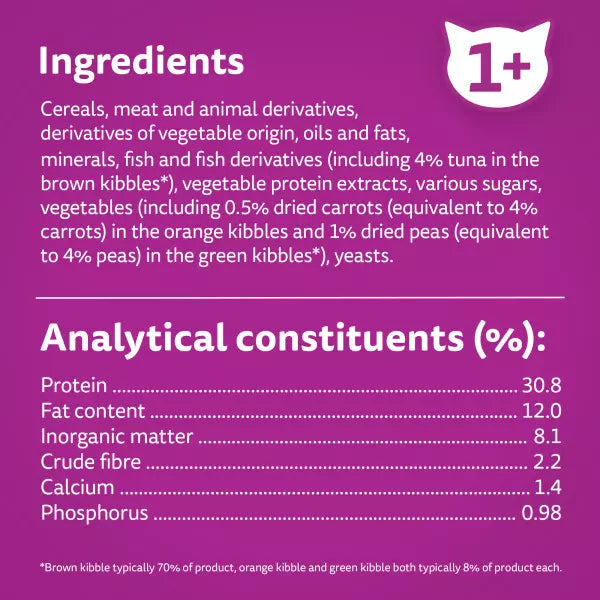 Whiskas 1+ Tuna Adult Dry Cat Food (800g × 5)