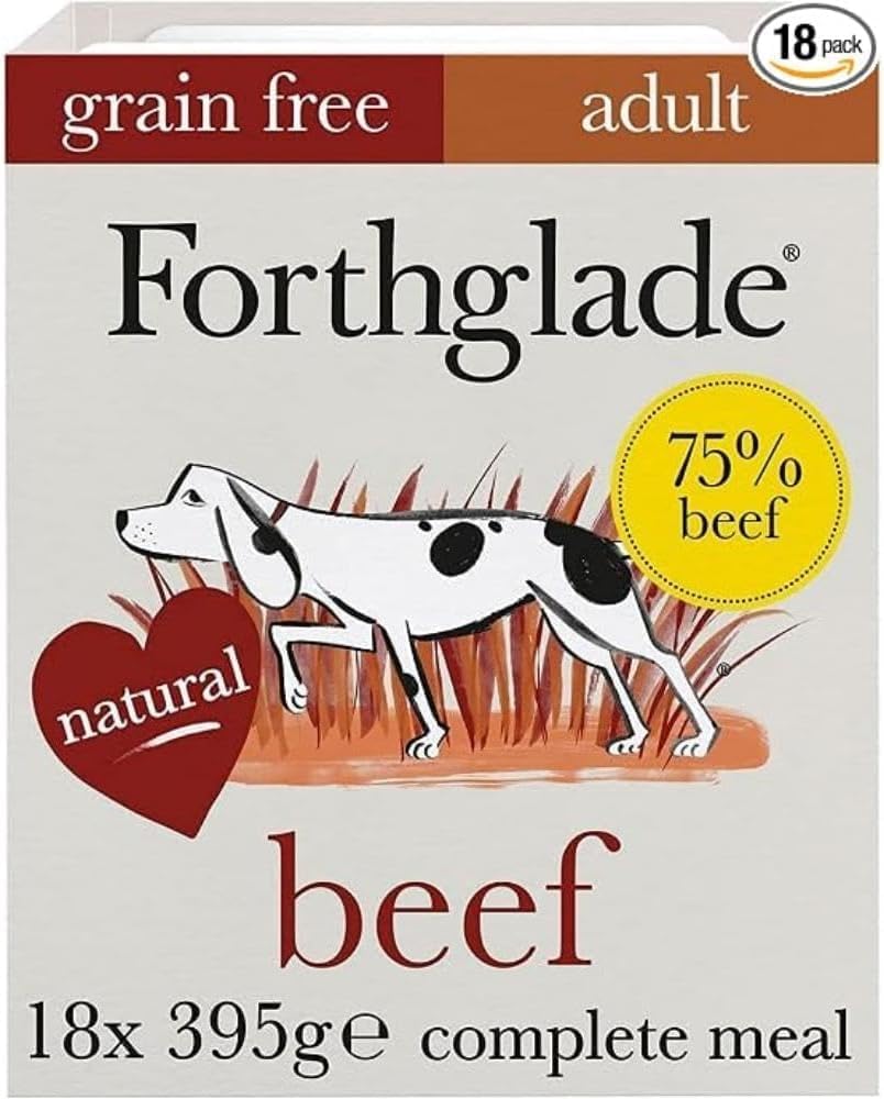 Forthglade Wet Dog Food Grain Free & Hypoallergenic Dog Food, (18 x 395g trays) Adult 1 Year+ with Vegetables, Complete Stomach Sensitive Meals