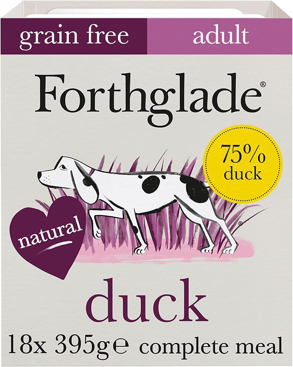 Forthglade Wet Dog Food Grain Free & Hypoallergenic Dog Food, (18 x 395g trays) Adult 1 Year+ with Vegetables, Complete Stomach Sensitive Meals