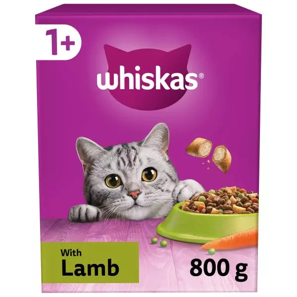Whiskas 1+ Lamb Adult Dry Cat Food (800g × 5)
