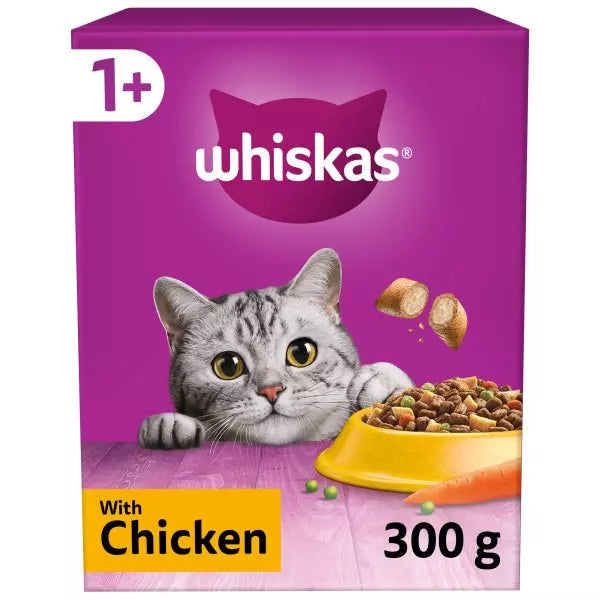 Whiskas 1+ Chicken Adult Dry Cat Food (300g × 6)