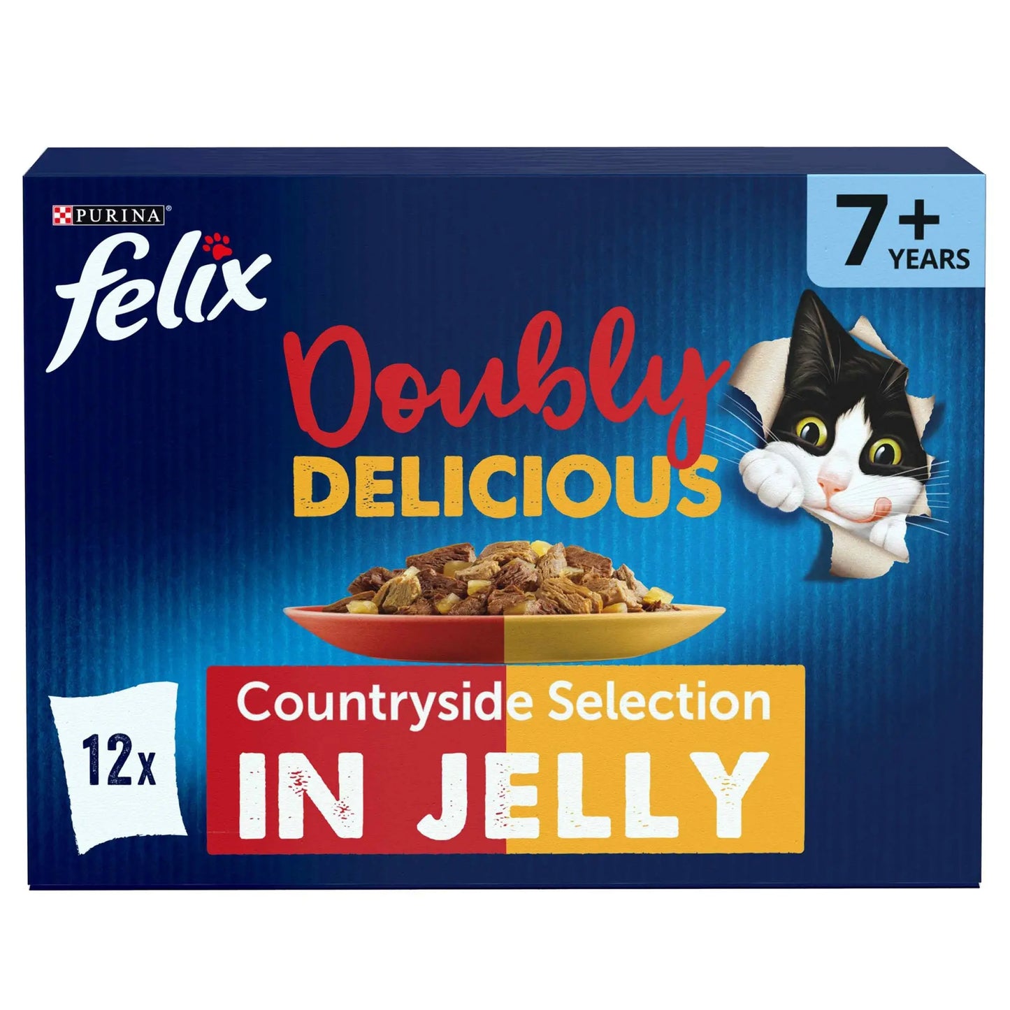 FELIX Doubly Delicious 7+ Countryside Selection Wet Cat Food Pack of 4-( 12 × 85g )