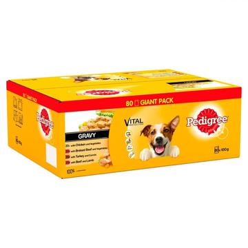 Pedigree Dog Pouches Mixed Selection in Gravy ( 80 Mega Pack x 100g )