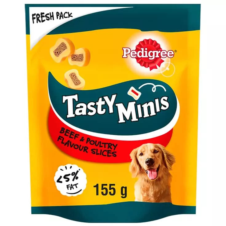 Pedigree Tasty Minis Dog Treats Chewy Slices with Beef & Poultry ( 155g x 8 )