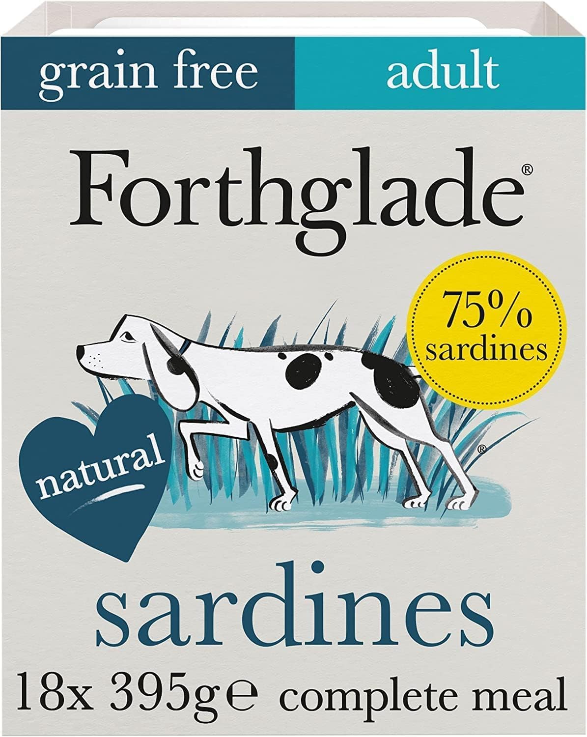 Forthglade Wet Dog Food Grain Free & Hypoallergenic Dog Food, (18 x 395g trays) Adult 1 Year+ with Vegetables, Complete Stomach Sensitive Meals
