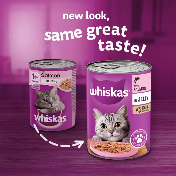Whiskas Adult Wet Cat Food Salmon in Jelly - Tin (400 g× 12 )