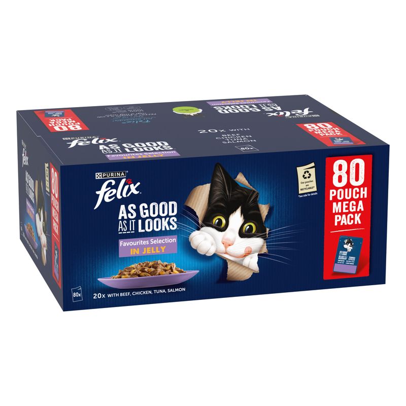 FELIX As Good As it Looks Favourites Selection in Jelly Wet Cat Food ( 80pk× 85g )