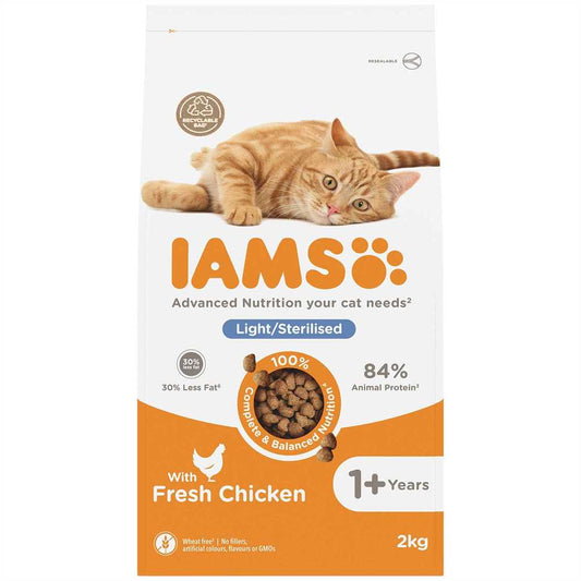 IAMS Advanced Nutrition cat dry food Light/ Sterilised with fresh chicken 1+ Years ( 2kg x 2 )