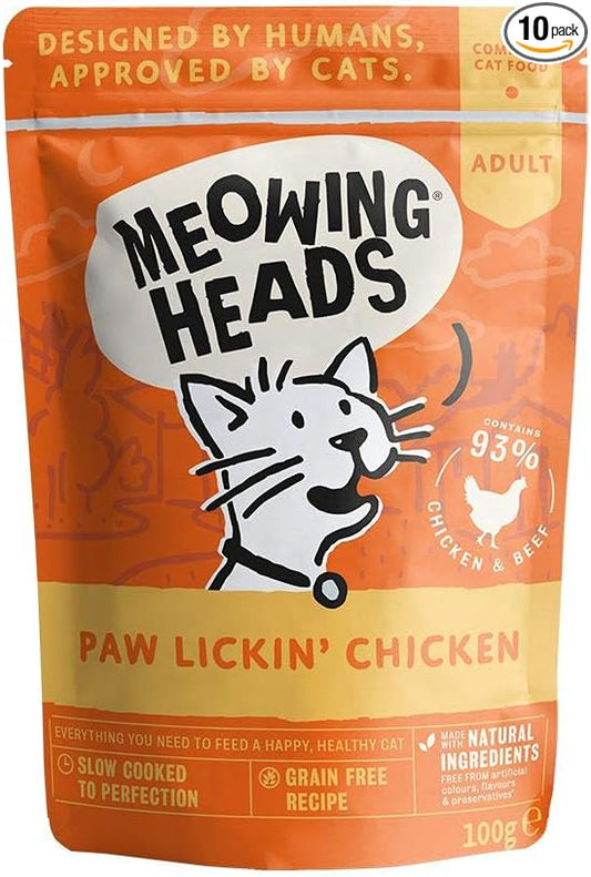 Meowing Heads Paw Lickin' Chicken Pouch (Formally Hey Good Looking) - ( 100g x 10 )