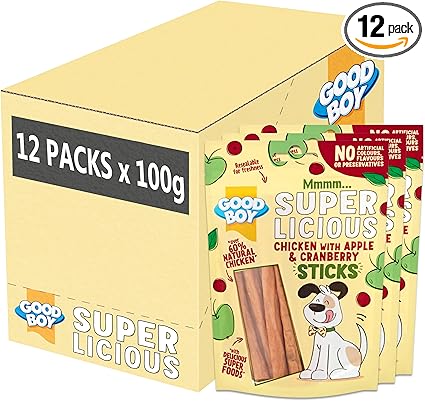 Good Boy Chicken with Apple & Cranberry Sticks - (100g x 12)