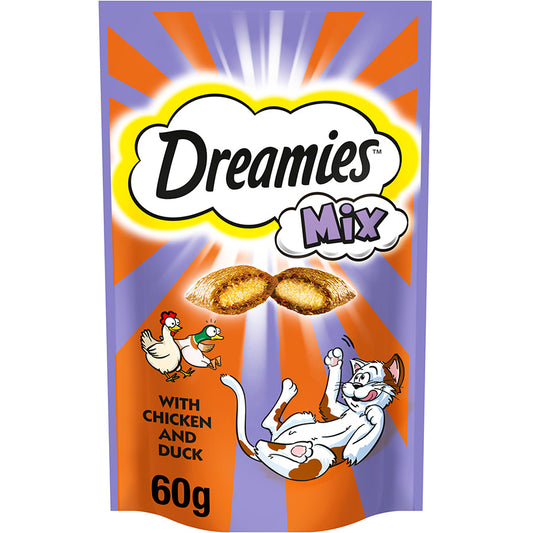 Dreamies Mix Cat Treats with Tasty Chicken & Delectable Duck ( 60g x 8 )