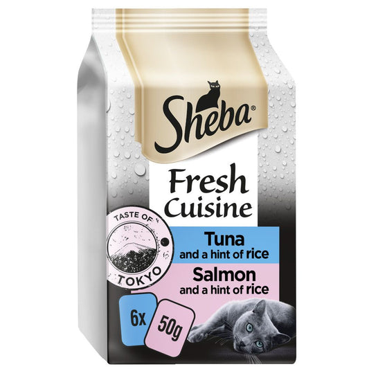 Sheba Fresh Cuisine Taste of Tokyo Wet Cat Food Pouches in Gravy (6x50g) x 8 Pack