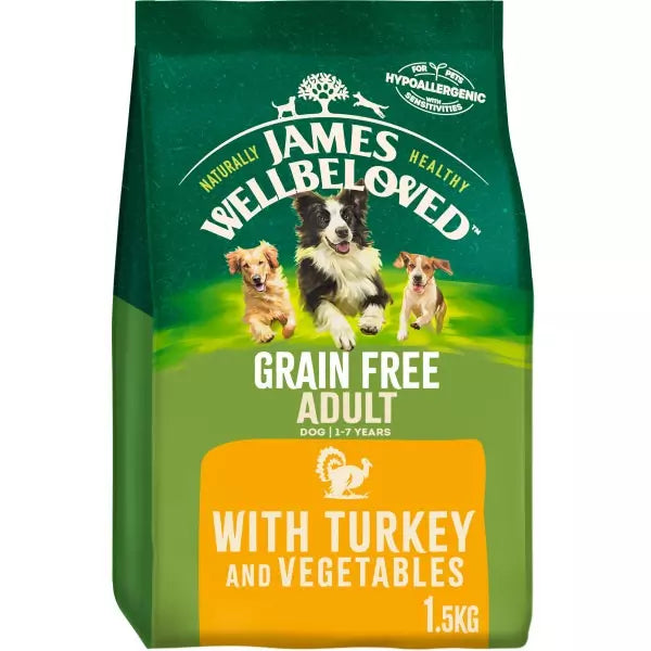 James Wellbeloved Grain Free Adult Dry Dog Food Turkey & Veg - 1.5kg